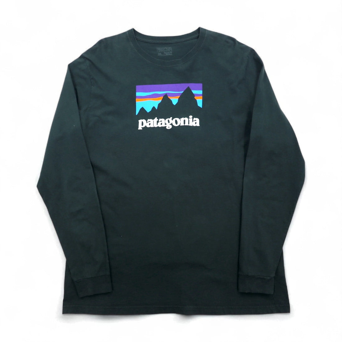 Patagonia Shop Sticker Cotton Long Sleeve T-Shirt, Size L/S, Size 2XL, Green, Organic Cotton, Product Number 39040, Made in Mexico