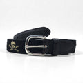 RUGBY Ralph Lauren skull leather belt in black wool with a silver buckle