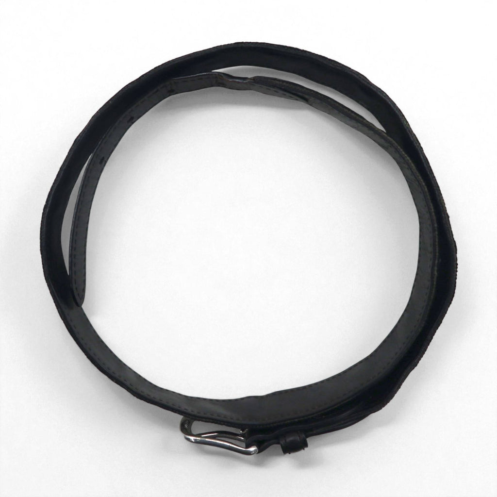 RUGBY Ralph Lauren skull leather belt in black wool with a silver buckle