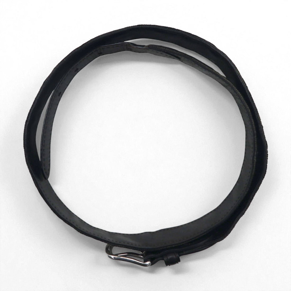 RUGBY Ralph Lauren skull leather belt in black wool with a silver buckle