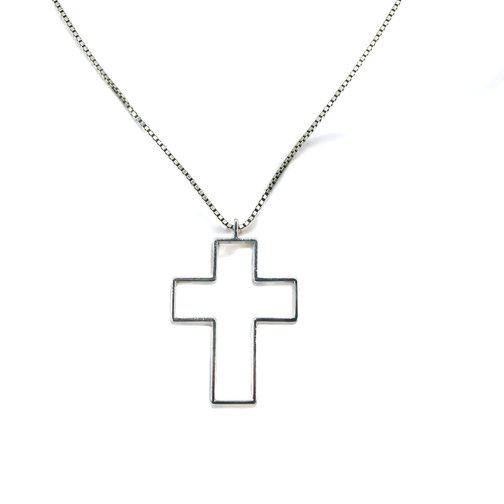 GUCCI Made in Italy Open Cross Necklace Pendant Silver SV925 Cross 3D Cross