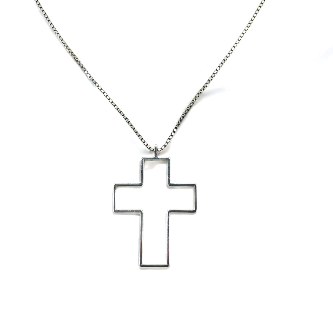GUCCI Made in Italy Open Cross Necklace Pendant Silver SV925 Cross 3D Cross
