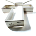GUCCI Made in Italy Open Cross Necklace Pendant Silver SV925 Cross 3D Cross