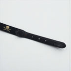 RUGBY Ralph Lauren skull leather belt in black wool with a silver buckle