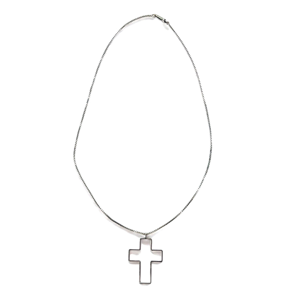 GUCCI Made in Italy Open Cross Necklace Pendant Silver SV925 Cross 3D Cross