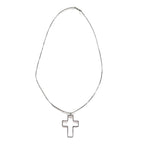 GUCCI Made in Italy Open Cross Necklace Pendant Silver SV925 Cross 3D Cross