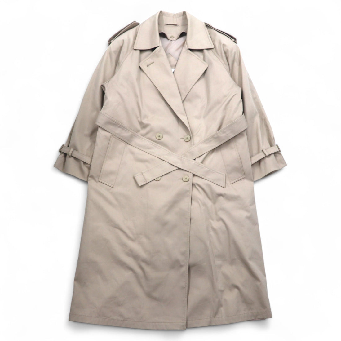 John Weitz Polish 90s Double Breasted Trench Coat, Large, Beige, Belted, Removable Liner