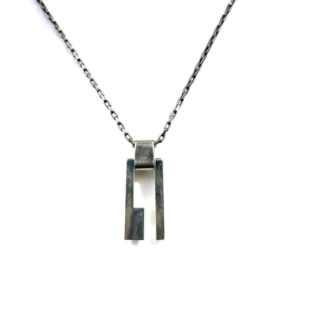 GUCCI Made in Italy G Plate Necklace Pendant Silver SV925
