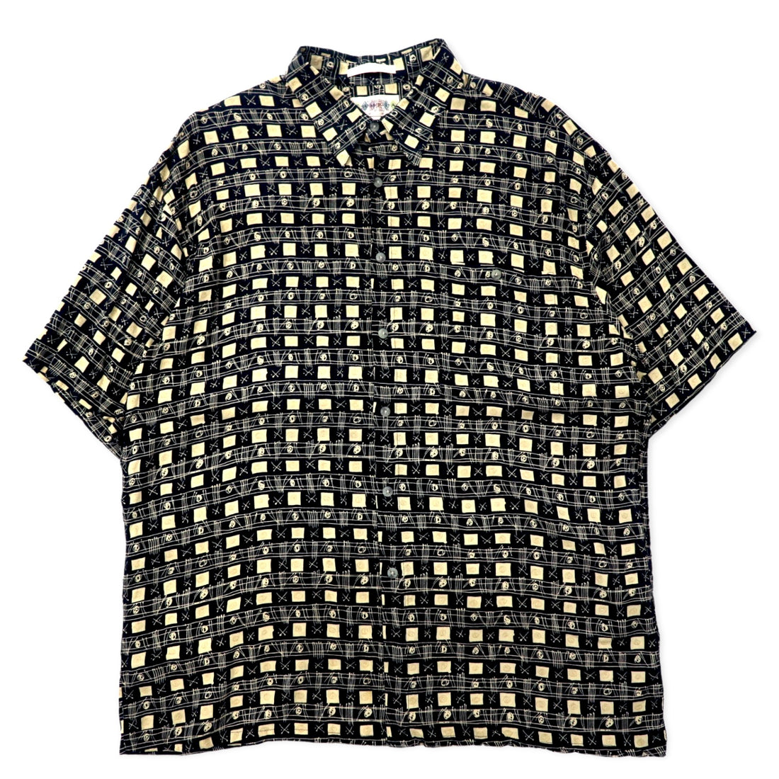 日本然リトテ-古着オンライン-90年代 CAMPIA MODA アロハシャツ XL ブラック レーヨン 総柄-90's CAMPIA MODA Hawaiian Shirt XL Black Rayon patterned