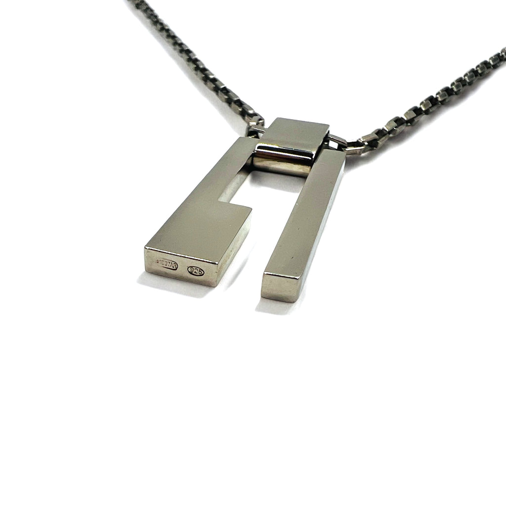 GUCCI Made in Italy G Plate Necklace Pendant Silver SV925