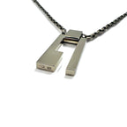 GUCCI Made in Italy G Plate Necklace Pendant Silver SV925