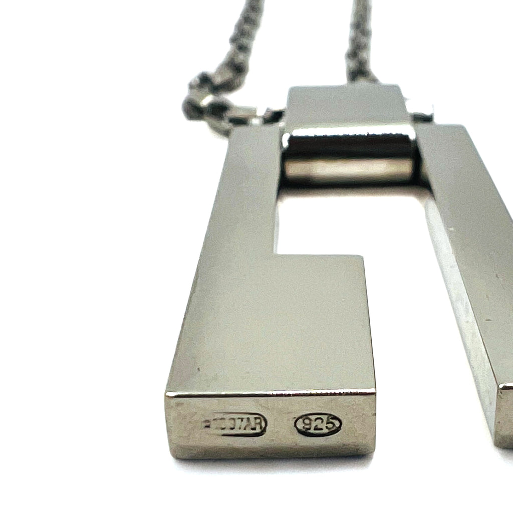 GUCCI Made in Italy G Plate Necklace Pendant Silver SV925