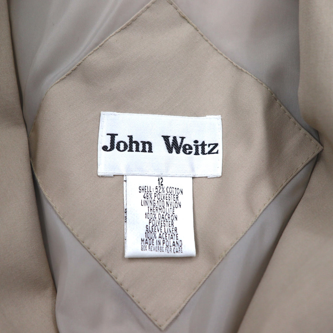 John Weitz ポーランド製 90年代 ダブルブレスト トレンチコート L ベージュ ベルト付き ライナー着脱式