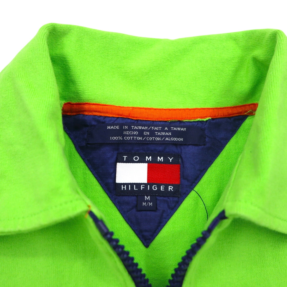 TOMMY HILFIGER 00s Half-Zip Polo Shirt, Medium, Green, Navy, Cotton