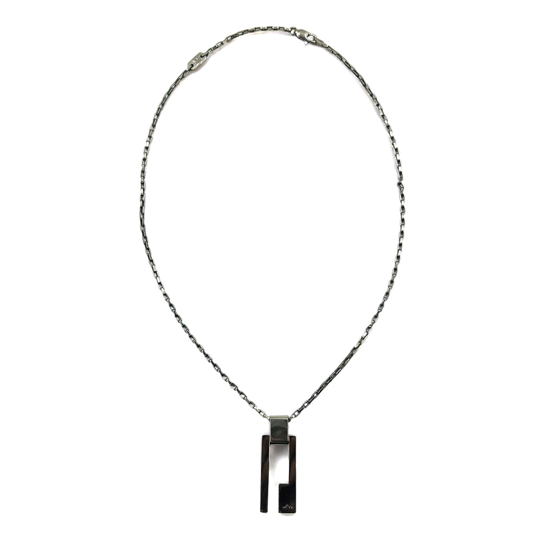GUCCI Made in Italy G Plate Necklace Pendant Silver SV925