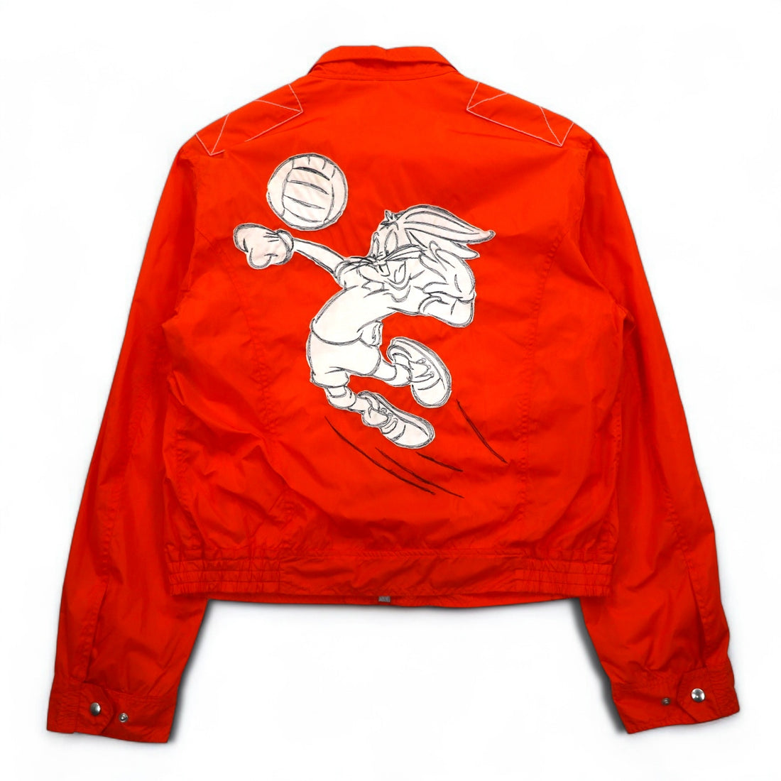 JC de CASTELBAJAC × Warner Bros イタリア製 90年代 ショート丈 ナイロン ライダースジャケット L オレンジ LOONEY TUNES バックスバニー 未使用品