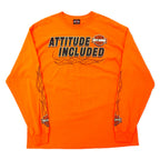 HARLEY DAVIDSON Fire Pattern Long Sleeve T-Shirt Long T-XL Orange Cotton ATTITUDE INCLUDED Big Size
