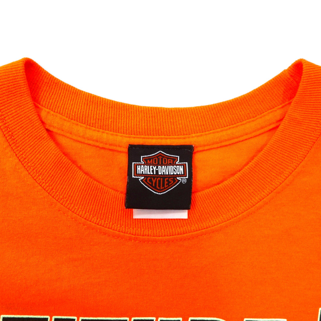 HARLEY DAVIDSON Fire Pattern Long Sleeve T-Shirt Long T-XL Orange Cotton ATTITUDE INCLUDED Big Size