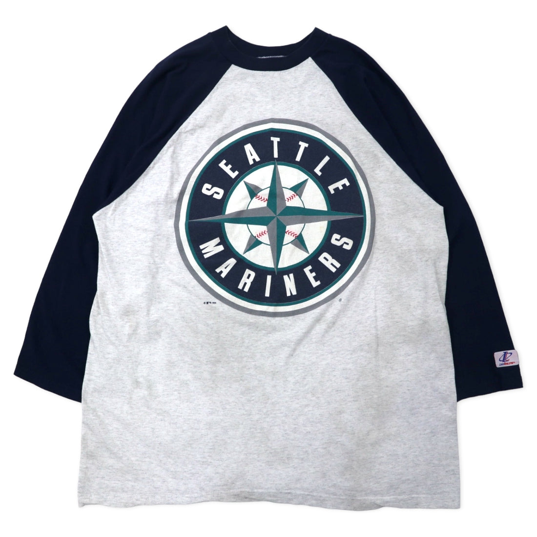 日本然リトテ-古着オンライン-USA製 90年代 LOGO ATHLETIC MLB ラグランスリーブ Tシャツ XL グレー ネイビー コットン マリナーズ ビッグサイズ-USA Made 90's LOGO ATHLETIC MLB Raglan Sleeve T-Shirt XL Gray Navy Cotton Mariners Big Size