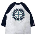 日本然リトテ-古着オンライン-USA製 90年代 LOGO ATHLETIC MLB ラグランスリーブ Tシャツ XL グレー ネイビー コットン マリナーズ ビッグサイズ-USA Made 90's LOGO ATHLETIC MLB Raglan Sleeve T-Shirt XL Gray Navy Cotton Mariners Big Size