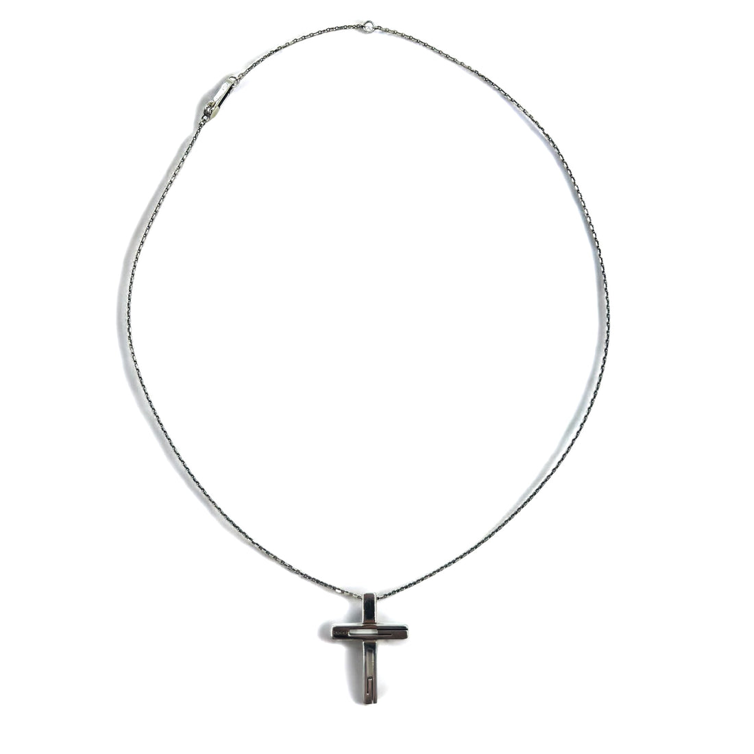 GUCCI Made in Italy Cutout G Cross Necklace Pendant Silver SV925