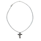GUCCI Made in Italy Cutout G Cross Necklace Pendant Silver SV925