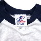 Made in USA 90s LOGO ATHLETIC MLB Raglan Sleeve T-Shirt XL Gray Navy Cotton Mariners Big Size