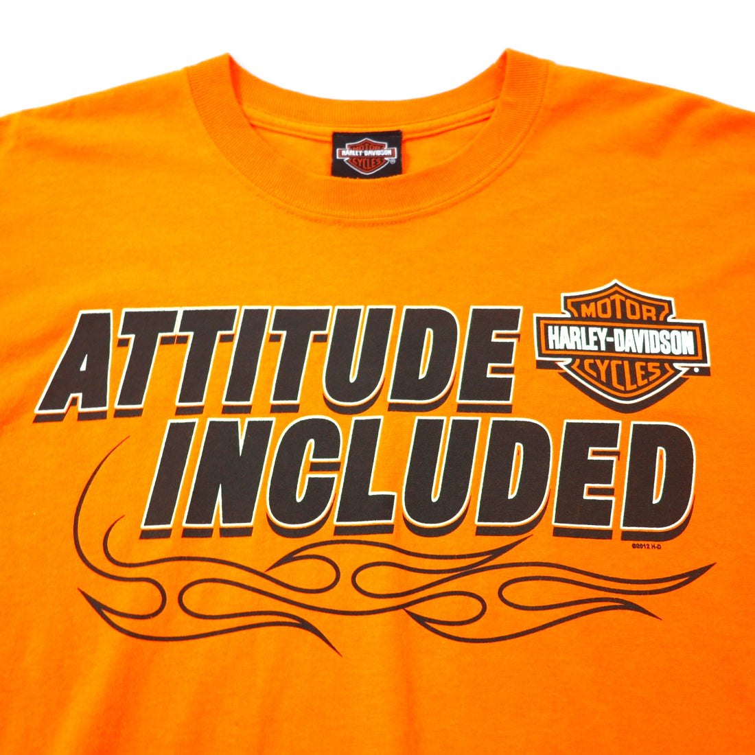 HARLEY DAVIDSON Fire Pattern Long Sleeve T-Shirt Long T-XL Orange Cotton ATTITUDE INCLUDED Big Size