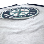 Made in USA 90s LOGO ATHLETIC MLB Raglan Sleeve T-Shirt XL Gray Navy Cotton Mariners Big Size