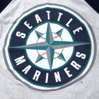 Made in USA 90s LOGO ATHLETIC MLB Raglan Sleeve T-Shirt XL Gray Navy Cotton Mariners Big Size