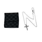 GUCCI Made in Italy Cutout G Cross Necklace Pendant Silver SV925