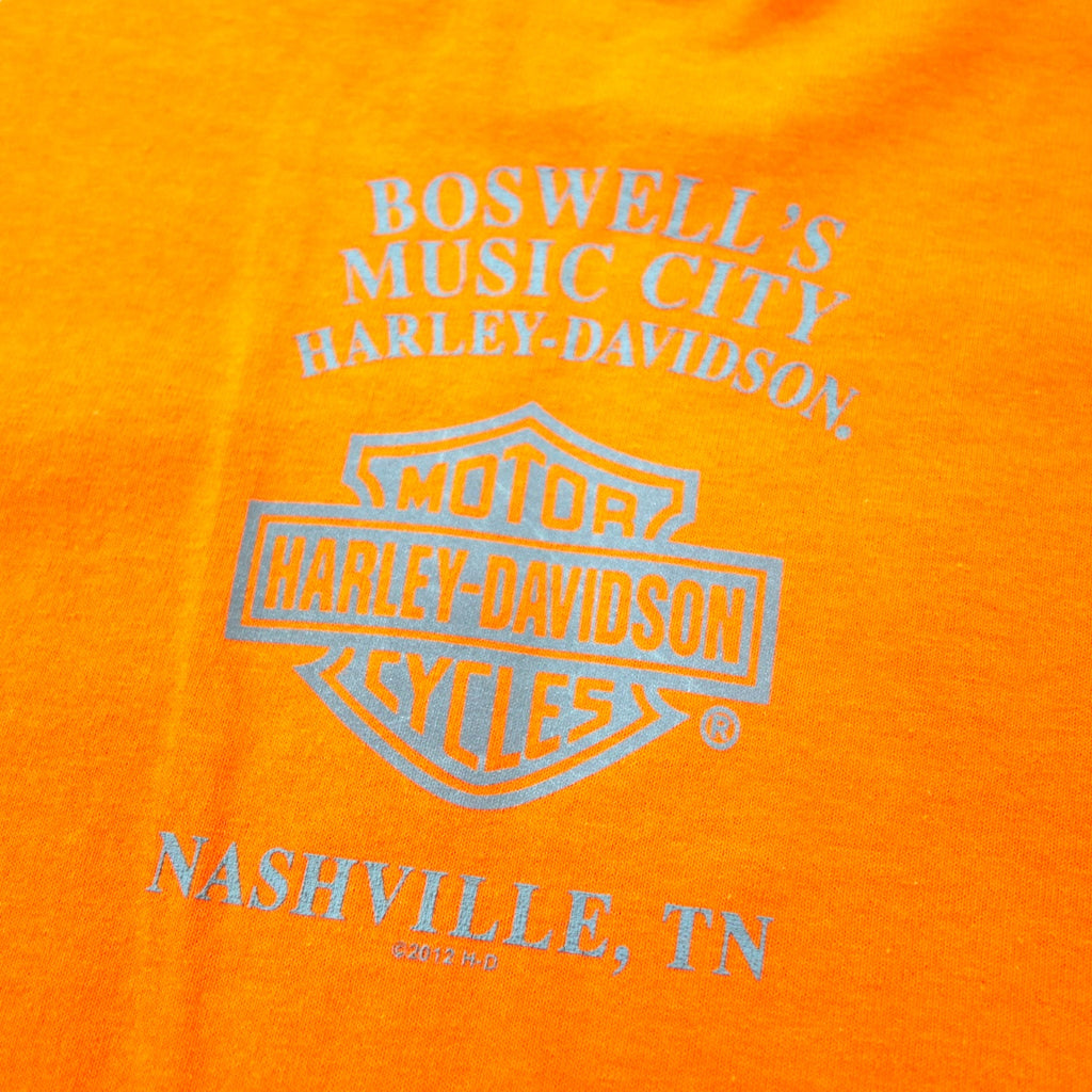 HARLEY DAVIDSON Fire Pattern Long Sleeve T-Shirt Long T-XL Orange Cotton ATTITUDE INCLUDED Big Size