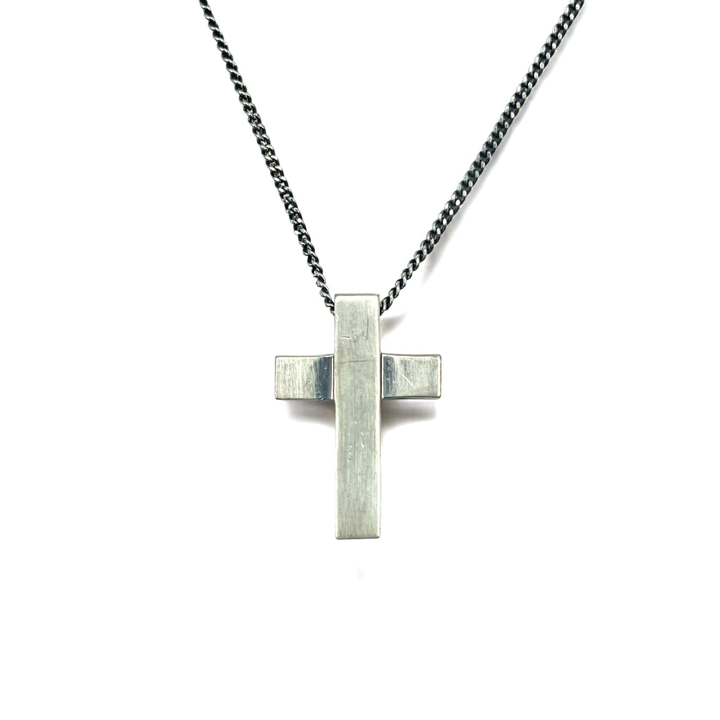 GUCCI Made in Italy Fancy Cross Necklace Choker Pendant Silver SV925 Cross