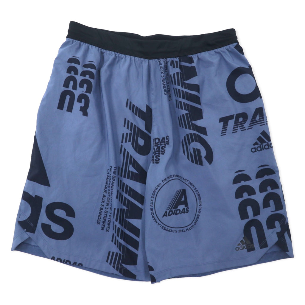日本然リトテ-古着オンライン-adidas ゲームパンツ ハーフパンツ 2XO ネイビー ポリエステル 総柄 US規格-adidas Game Pants Shorts 2XO Navy Polyester Patterned US Standard