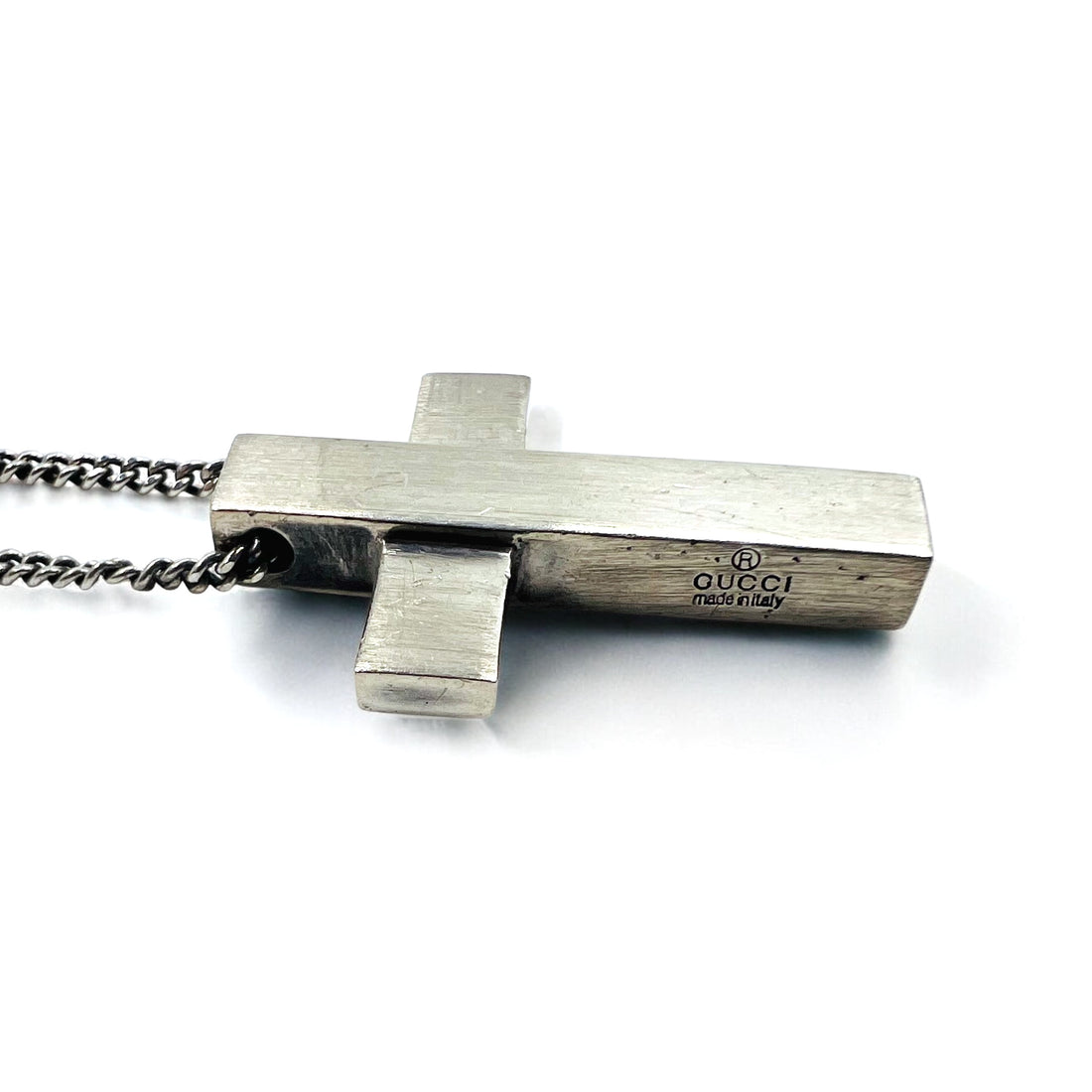GUCCI Made in Italy Fancy Cross Necklace Choker Pendant Silver SV925 Cross