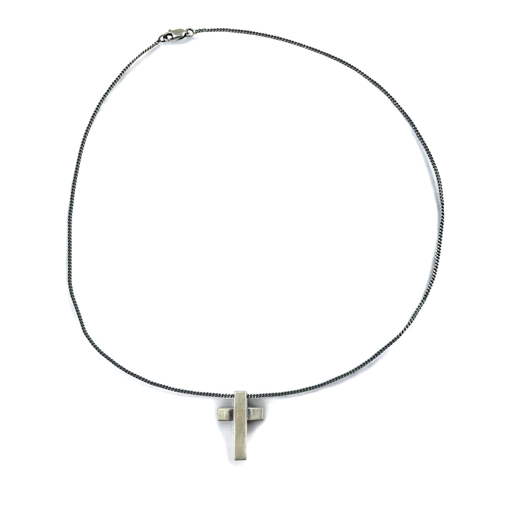 GUCCI Made in Italy Fancy Cross Necklace Choker Pendant Silver SV925 Cross