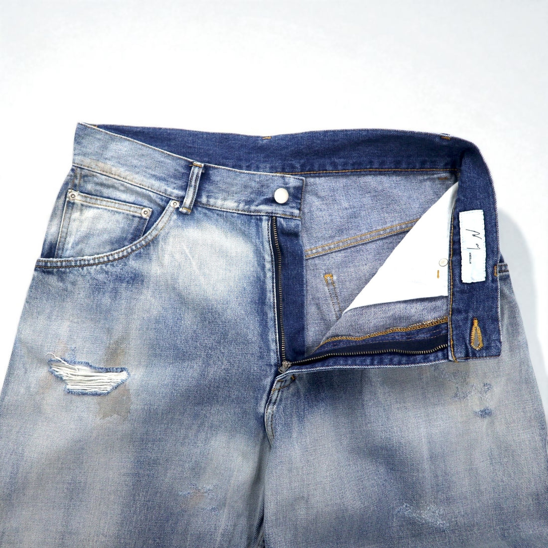 ANCELLM セルビッヂ テーパード デニムパンツ SELVEDGE TAPERED 5P DENIM PANTS L インディゴ ヴィンテージ加工 ANC-PT03-B