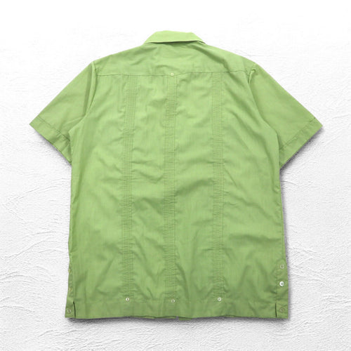 70's DON ROMEO Cuban Shirt, L, Green, Polyester, Cotton, Multi-Pocket