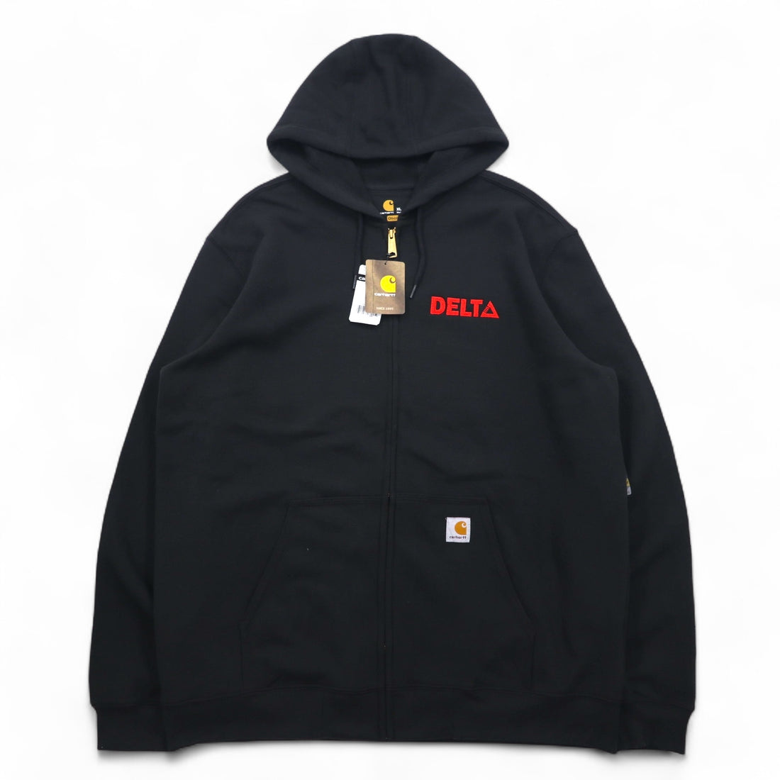 Carhartt full zip hoodie XL black fleece lining DELTA embroidery MIDWEIGHT HOODED ZIPFRONT SWEAT K122 Made in Mexico Unused item