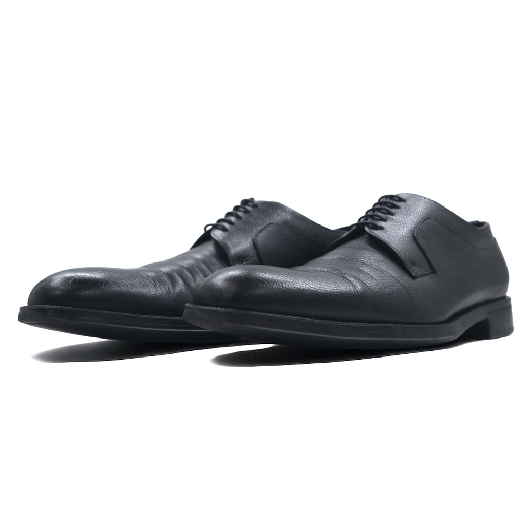 Salvatore Ferragamo Italian made plain toe dress shoes 26cm black grained leather 0478 B17