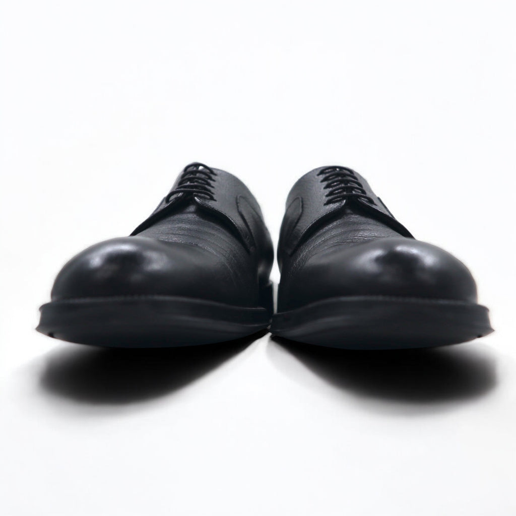 Salvatore Ferragamo Italian made plain toe dress shoes 26cm black grained leather 0478 B17