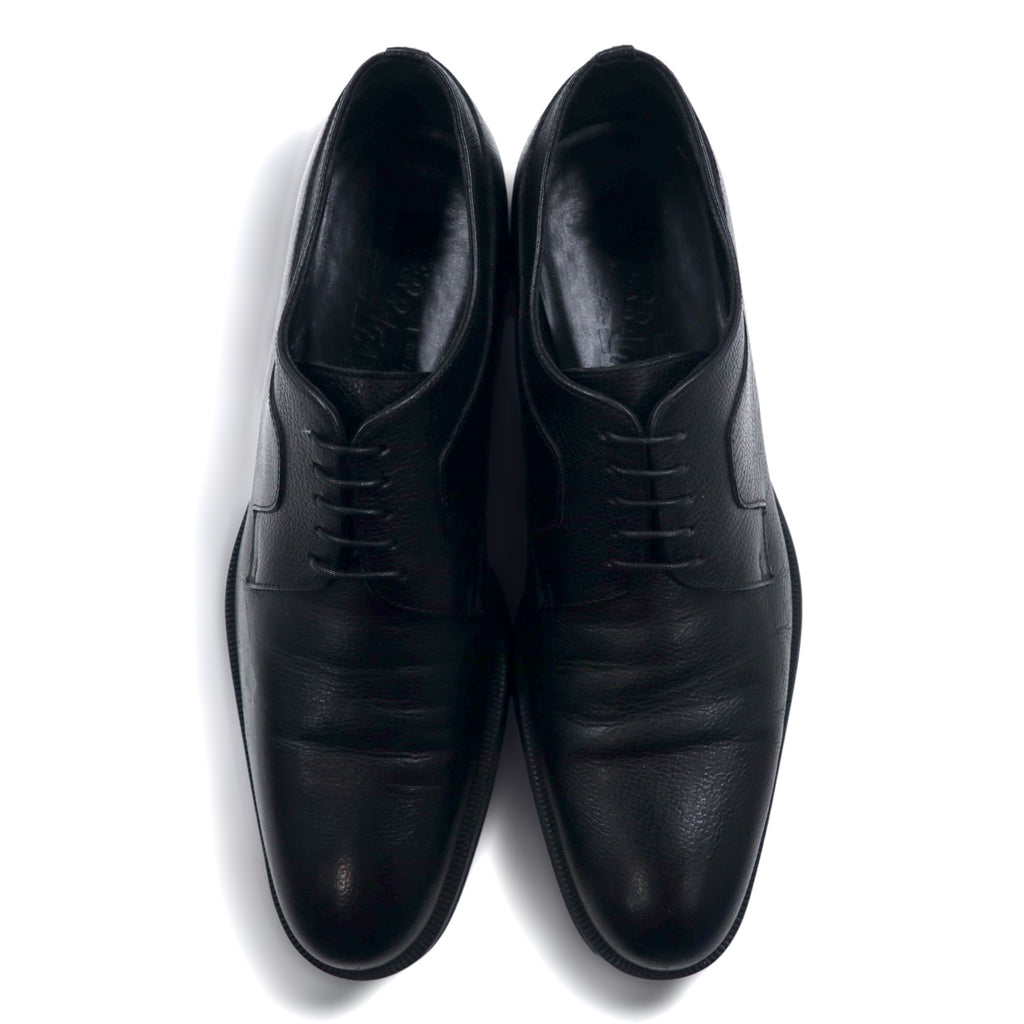 Salvatore Ferragamo Italian made plain toe dress shoes 26cm black grained leather 0478 B17