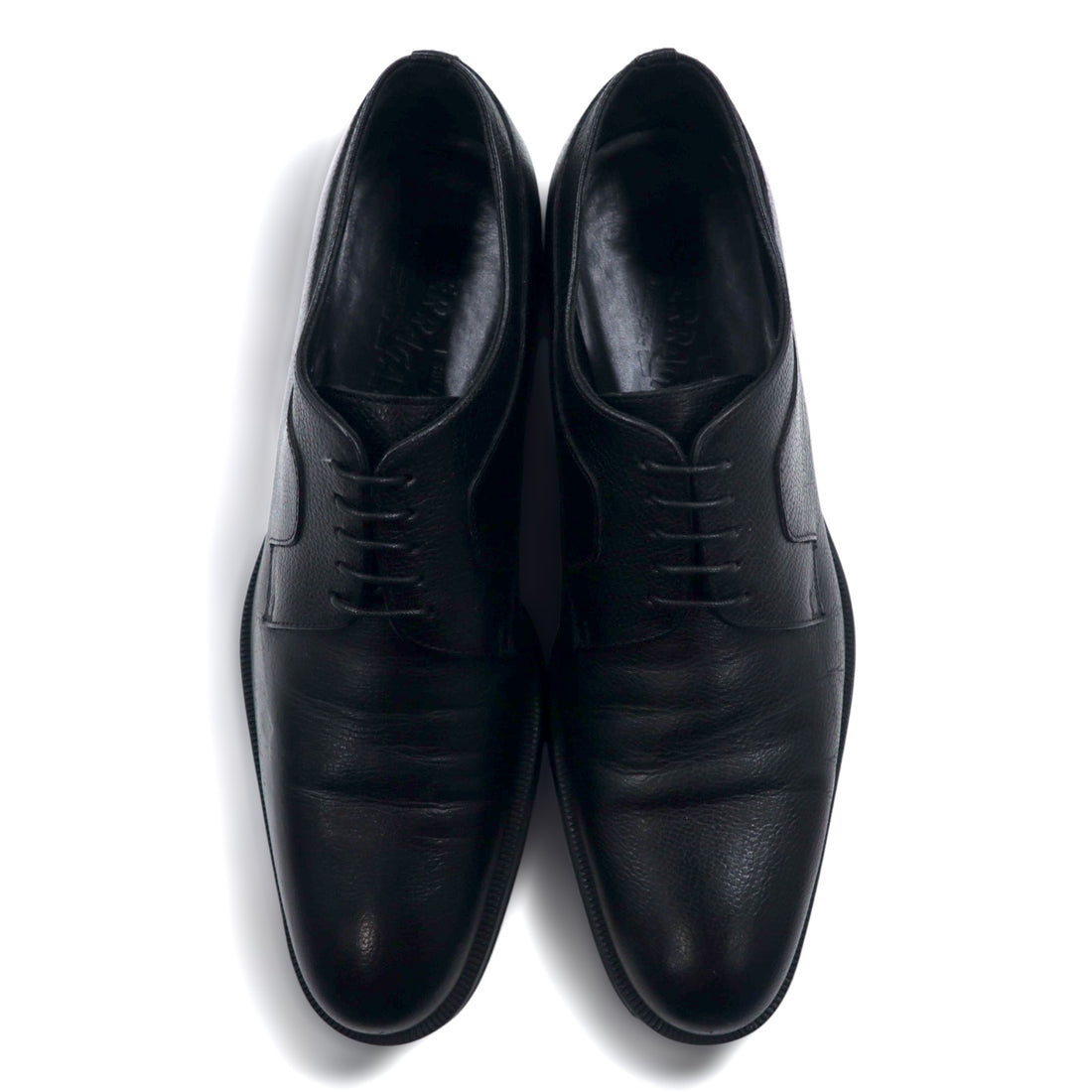 Salvatore Ferragamo Italian made plain toe dress shoes 26cm black grained leather 0478 B17