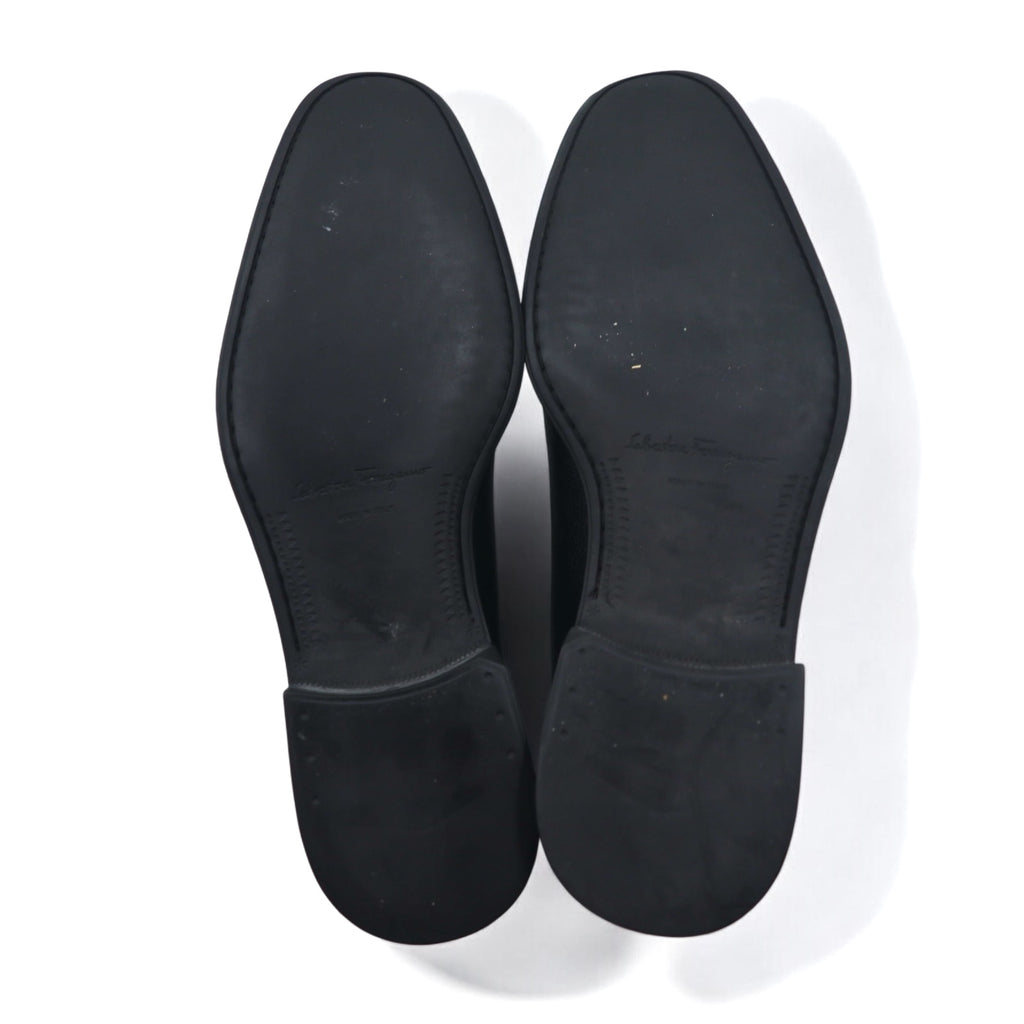 Salvatore Ferragamo Italian made plain toe dress shoes 26cm black grained leather 0478 B17