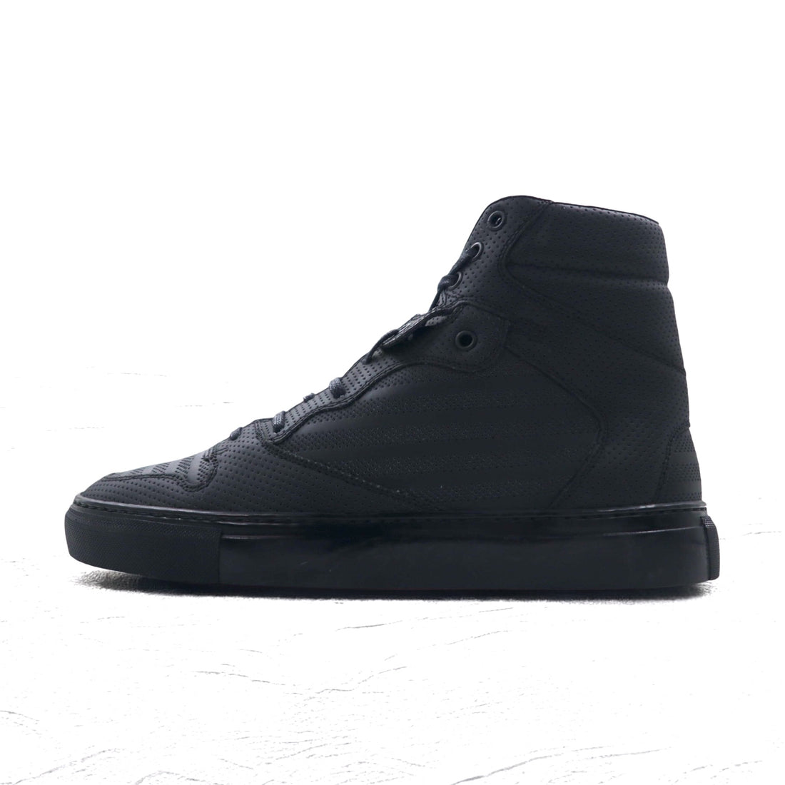 BALENCIAGA Monochrome High Sneakers 27cm Black Perforated Leather Perforated High 373406 Made in Spain Unused