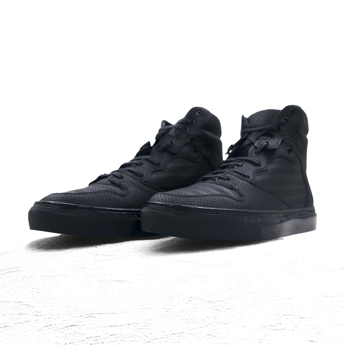 BALENCIAGA Monochrome High Sneakers 27cm Black Perforated Leather Perforated High 373406 Made in Spain Unused