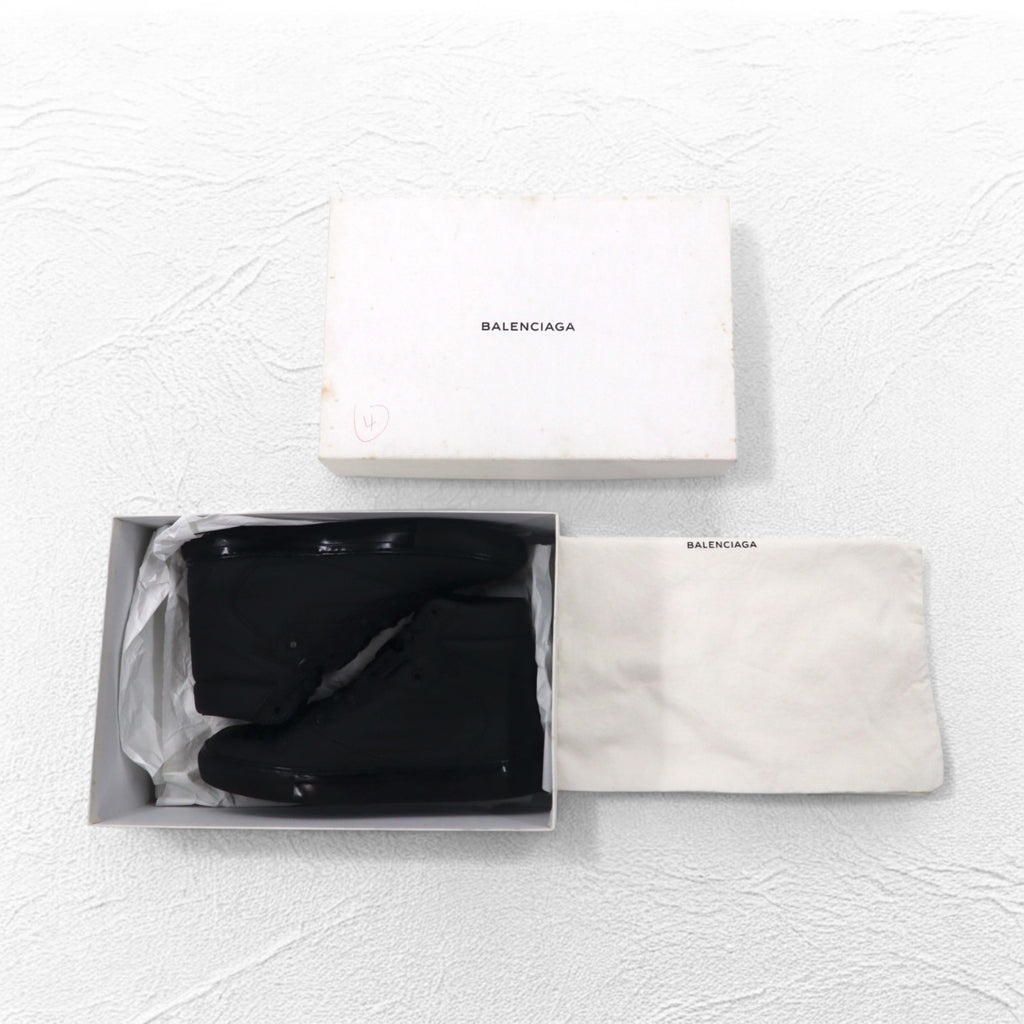 BALENCIAGA Monochrome High Sneakers 27cm Black Perforated Leather Perforated High 373406 Made in Spain Unused
