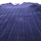TOMMY HILFIGER Rib Knit Crew Neck Sweater, Size L, Navy, Cotton