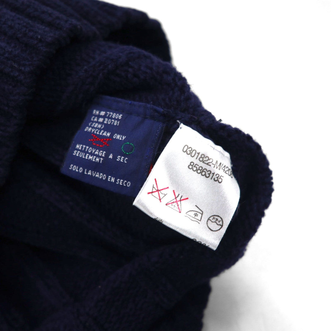 TOMMY HILFIGER Rib Knit Crew Neck Sweater, Size L, Navy, Cotton