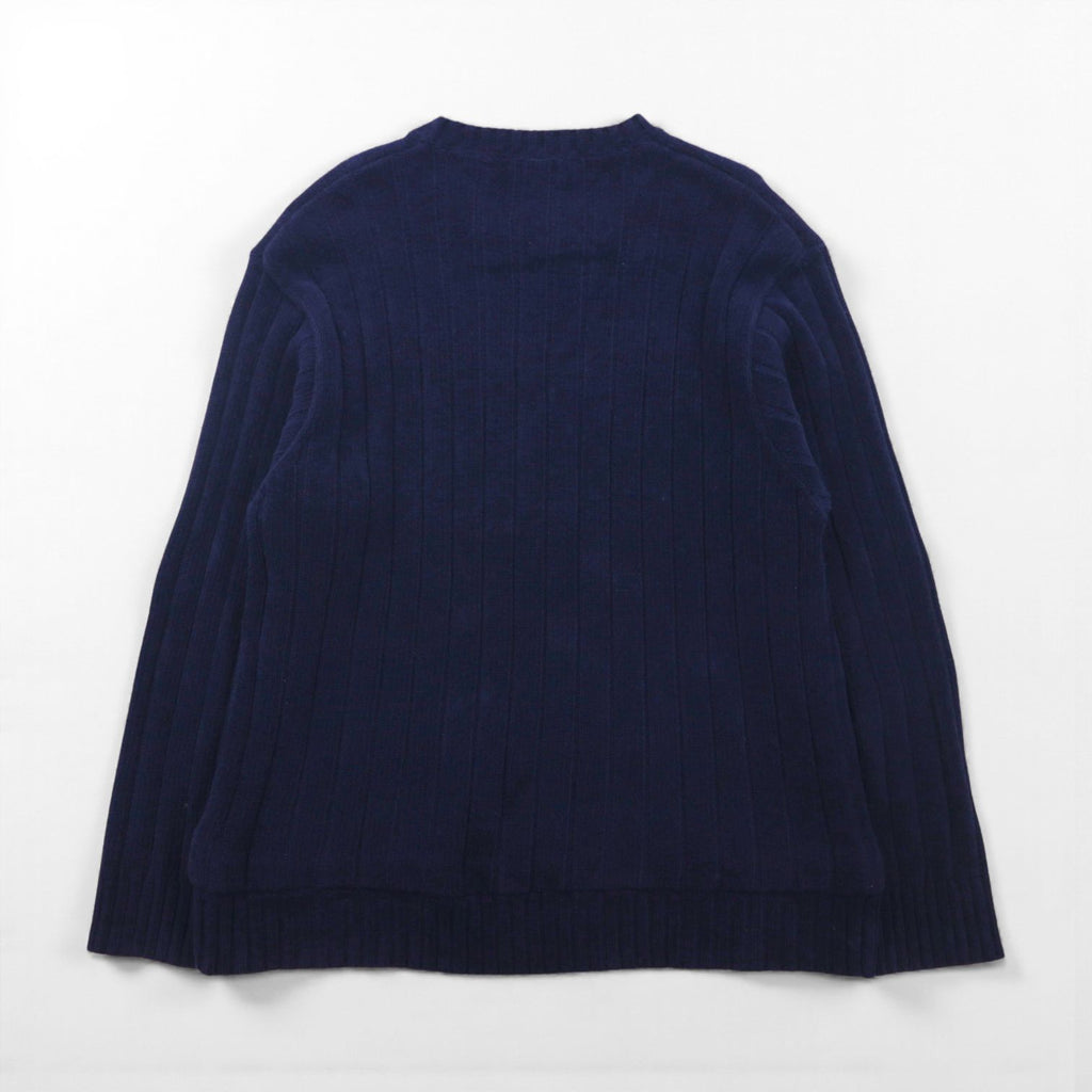 TOMMY HILFIGER Rib Knit Crew Neck Sweater, Size L, Navy, Cotton